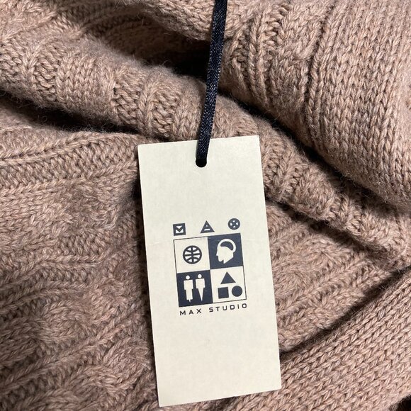NWT MAX STUDIO Sweater Alpaca Wool Blend Duster Cardigan Cable Open Front M/M - Picture 8 of 9